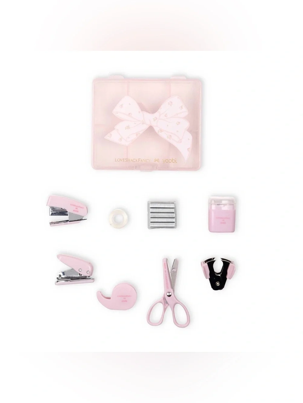 LoveShackFancy Mini Desk Supply Kit Floral Office Set Stapler Tape Scissors